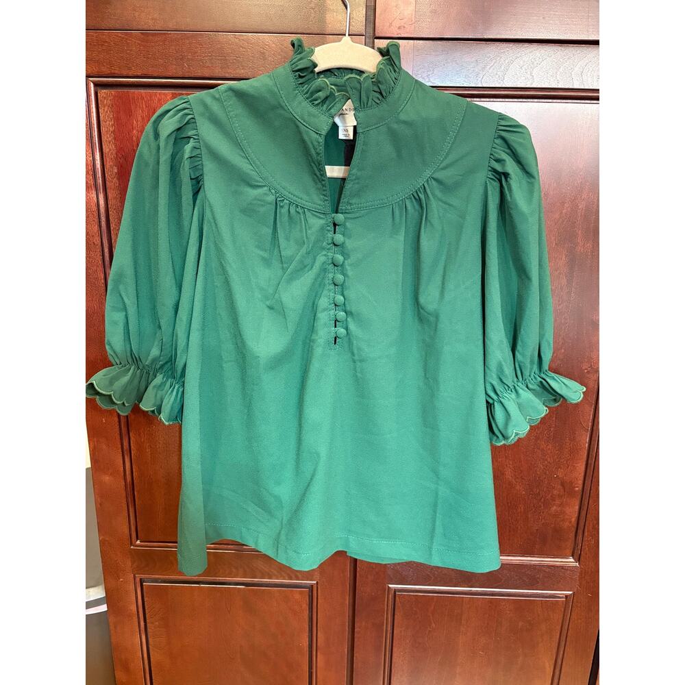 Tuckernuck Pomander Place Selena Hunter Green Blouse Size XS - Picture 10 of 12
